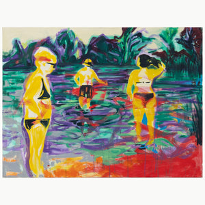 "Kunstdruck Ozean in Guntramsdorf von Pia Weissinger, bunte Figuren im Wasser, Art Print für 150 Euro"