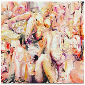 Untitled #2 von Ségolène de Witt, quadratisches Ölgemälde, expressiver Stil, 80x80 cm, verfügbar bei Kunstohneende"