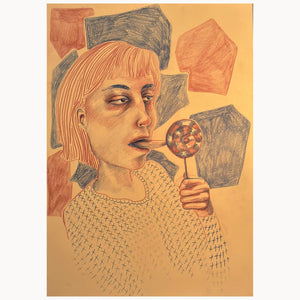 "Zucker von Alexandra Feusi, Farbstiftzeichnung, [Beschreibung des Motivs einfügen], 30x42 cm"