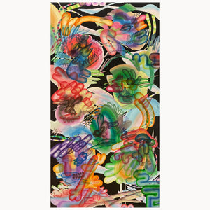 What I felt was darkness #1 von June Hwajung, breites abstraktes Gemälde, Tinte und Aquarell auf koreanischem Papier, 65x125 cm