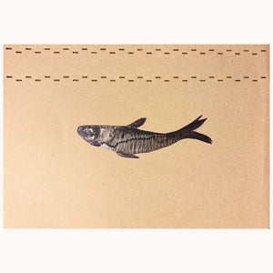 Alt-Text: "Sardine #3 von Pia Weissinger, kleines Originalgemälde, Mixed Media auf Papier